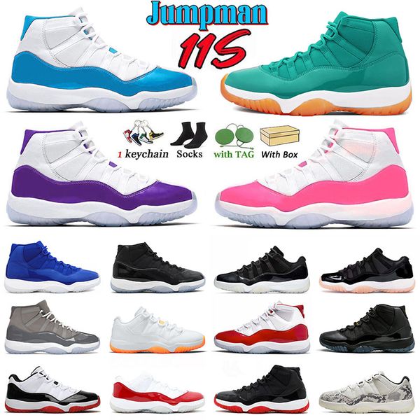 

with box jumpman 11 basketball shoes men women 11s cherry green orange cool grey 25th anniversary bred high jade blue pink mens sport sneake