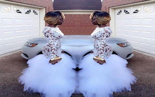 

black girl prom dresses long sleeve white lace formal evening gown mermaid 2019 sheer neck women party gowns 2k18 see through5048144