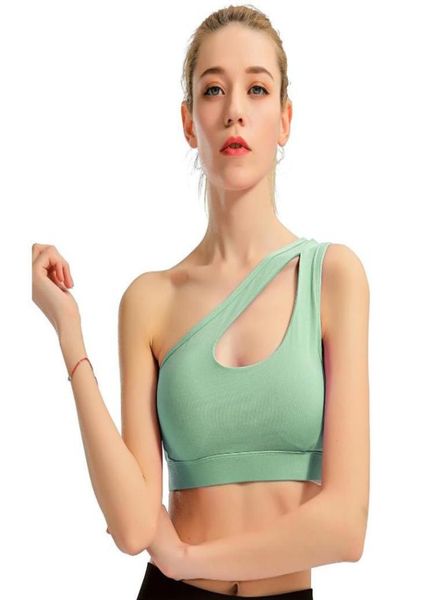 

yoga outfit one shoulder proof sport bra for women hollow out breathable active workout fitness gym femme1647058