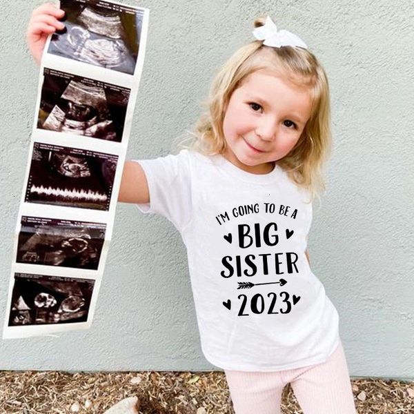 

clothing sets i' being promoted to big sisterbrother 2023 kids tshirt children t shirt baby announcement toddler summer clothes 23063, White