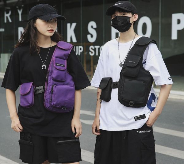 

men tactical vest bag chest bag waistcoat packs outdoor streetwear hiphop vest women shoulder rig camping bags7749805