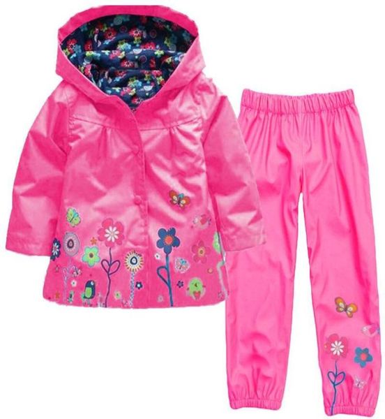 

girl baby kid waterproof raincoat hooded coat jacket outwear hoodies children clothes windbreaker set clothing sets5694666, White