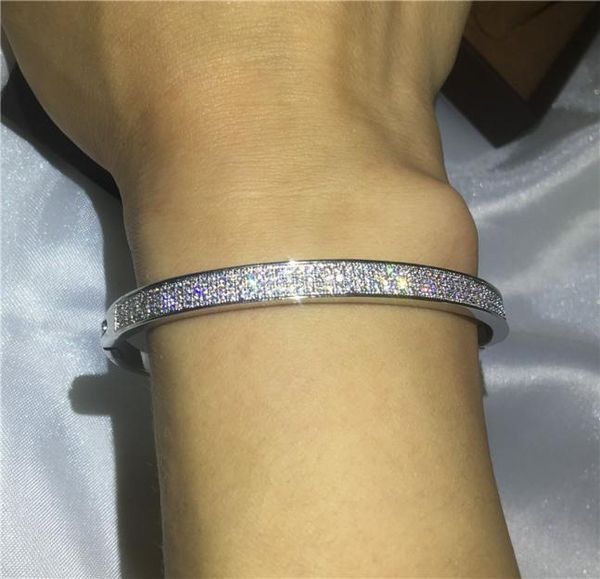 

vecalon infinity pave setting 5a cubic zirconia engagement bracelet white gold filled cuff bangle women wedding accessaries gift3952989, Golden;silver