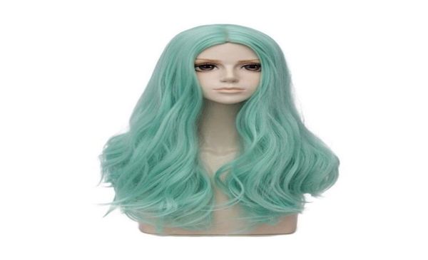 

mint green long 24 inches wavy heat resistant cosplay wig fashion6513276, Black