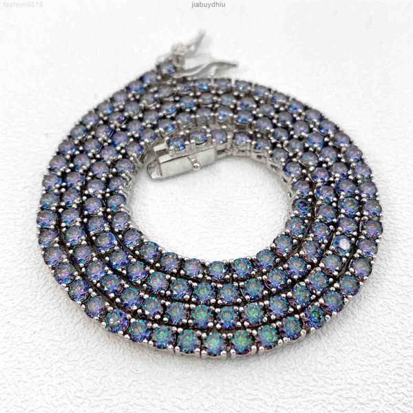 

summer color blue green moissanite tennis necklace s925 sterling silver chain