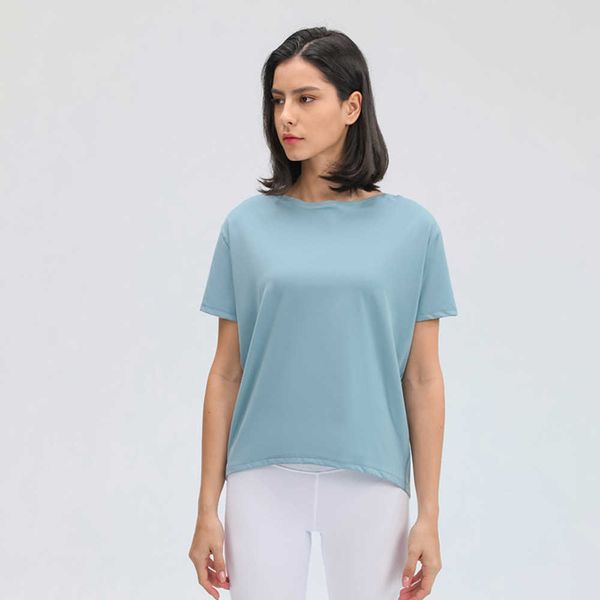 

yoga ll women short sleeve loose blouse sports casual running fitness soft breathable fabric t-shirt for summer 5 colors ds079mwnp