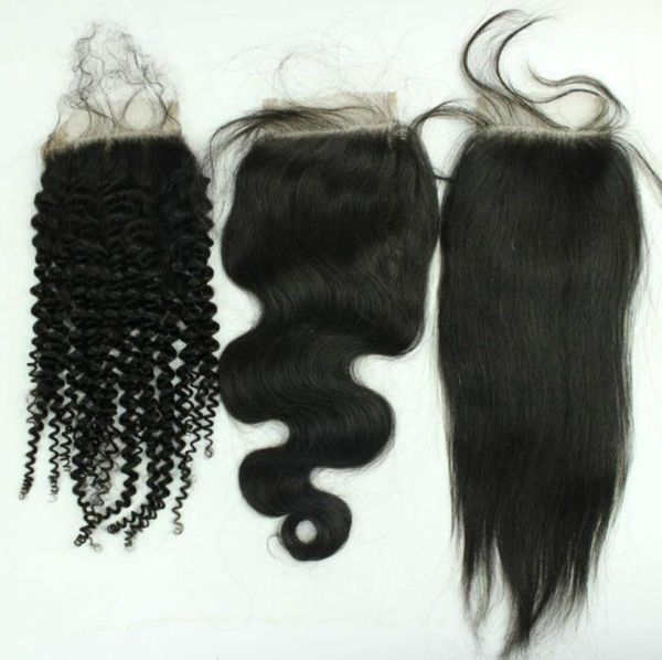 

35x4 lace closure bleach knots3 way part middle part closurelace front brazilian human hair straightkinky curlybody wav8655044, Black;brown