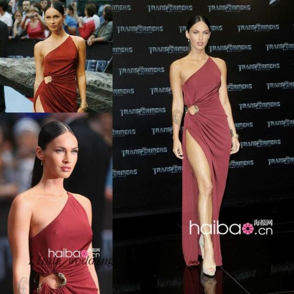 

transformers premiere megan fox evening dress side slit red carpet celebrity occasion dresse prom dress party gown6618048, Black;red