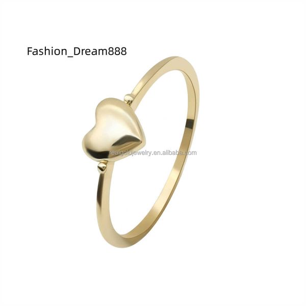 

dainty trendy 9k au375 real gold simple heart ring women party gift jewelry 14k 18k solid pure gold ring customized, Silver