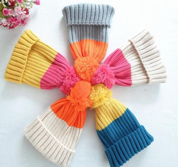

new baby kids winter beanies skull caps ball beanie knitted hat knitting hats girls boys children warm casual cap m799063387, Yellow
