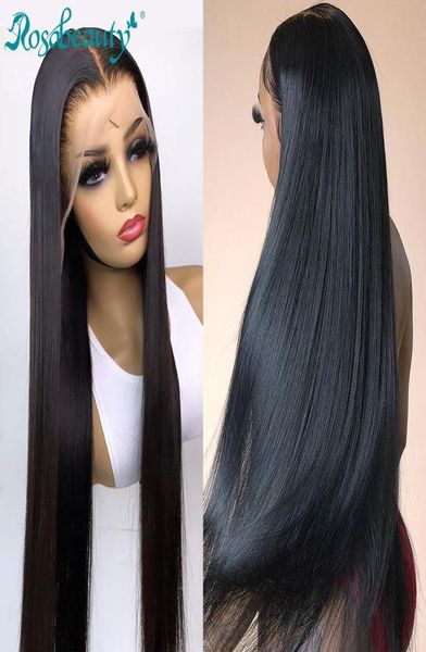 

brazilian straight 13x4 lace front human hair wigs pre plucked bleached knots for black women 28 30 inch wig9588477, Black;brown
