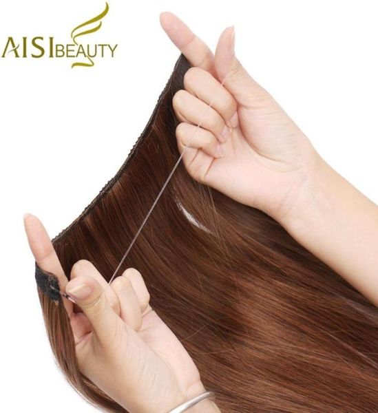 

synthetic wigs aisi beauty invisible wire no clips in hair secret fish line hairpieces silky straight real natural3254684, Black