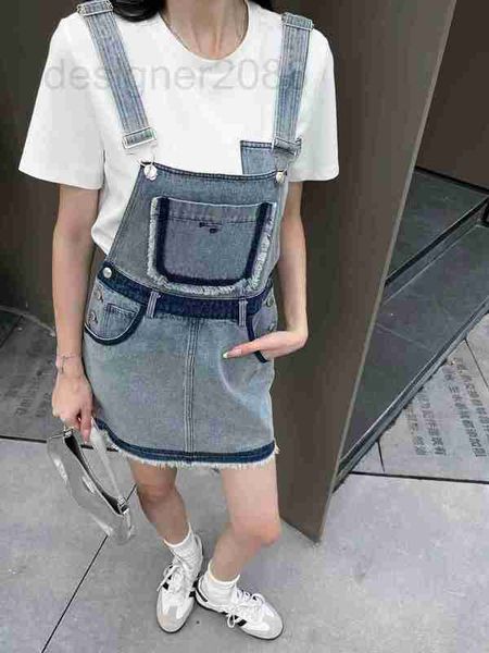 

basic & casual dresses designer 23 summer women's denim strap dress letter embroidery versatile piece youth and vitality zts5, Black;gray