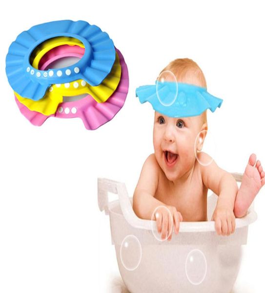 

fashion adjustable shower cap protect shampoo for baby health bathing children wash hair shield hats 7 colors c30753201805