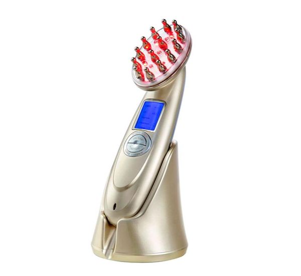 

electric rf laser hair growth comb wireless anti hair loss therapy infrared ems nano led red light vibration massage brush3914056