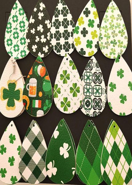 

dangle chandelier st patrick039s day faux leather earrings irish shamrock stud clover teardrop set for women1523794, Silver