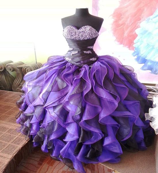 

purple crystals sweet 16 ball gown quinceanera dresses 2015 new real images bling beaded corset organza birthday prom dress for 151555244, Blue;red