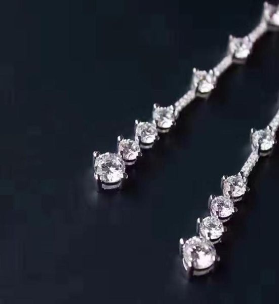

fashion dangle earrings for women single row zircon earrings for girls party jewelry whole beautiful 925 sterling silver jewe8630103