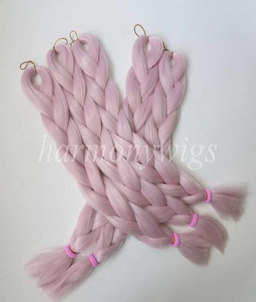

kanekalon jumbo braids hair extension senegalese 24inch 80g light pink single color xpression synthetic braiding hair t23341925171, Black;brown