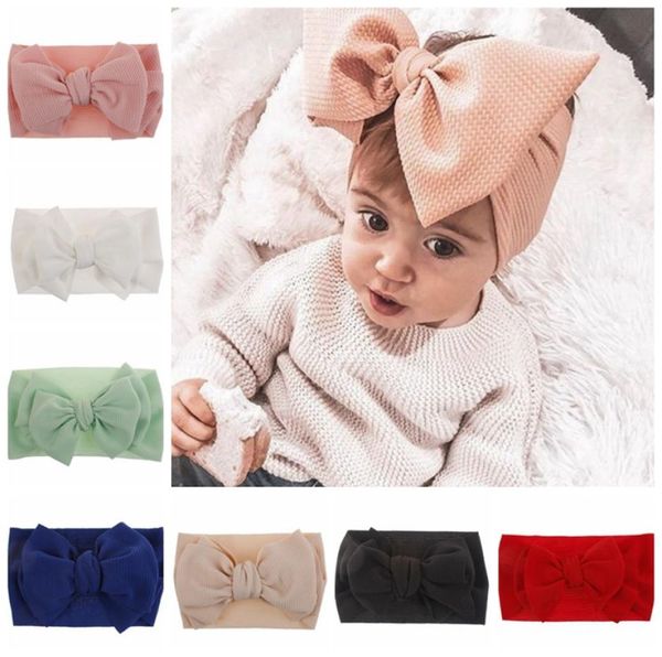

baby girl turban headband solid bow knot hairband girls stretchy head wraps diy boutique headwear hair accessories 10 colors bt4245400937, Slivery;white