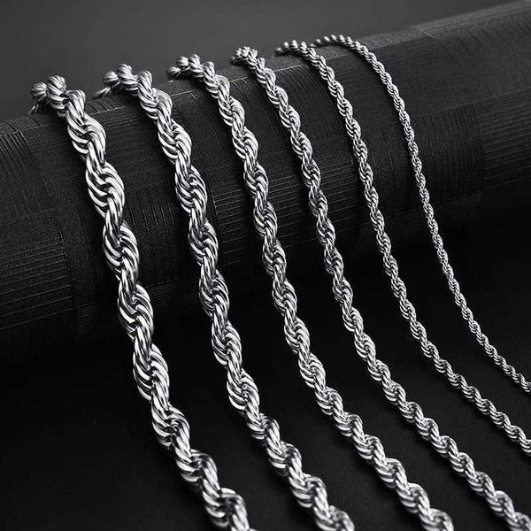 

jiayiqi 2mm-7mm rope chain necklace stainless steel never fade waterproof choker men women jewelry silver color chains gift l230620