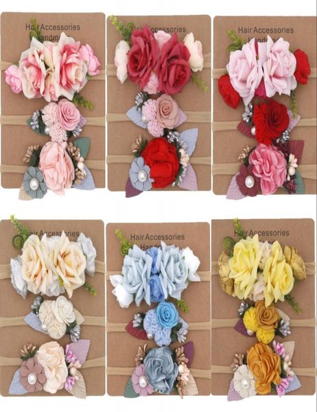 

artificial flower baby headband leaf 3pcs elastic soft kid hairband bohemia vacation nylon cloth girl hair accessories 8 8hx g21758931, Slivery;white