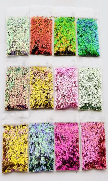 

nail glitter 10gbag mix size 3mm 4mm 5mm four point stars chameleon holographic star for polish decor sequins cpd102654858474, Silver;gold