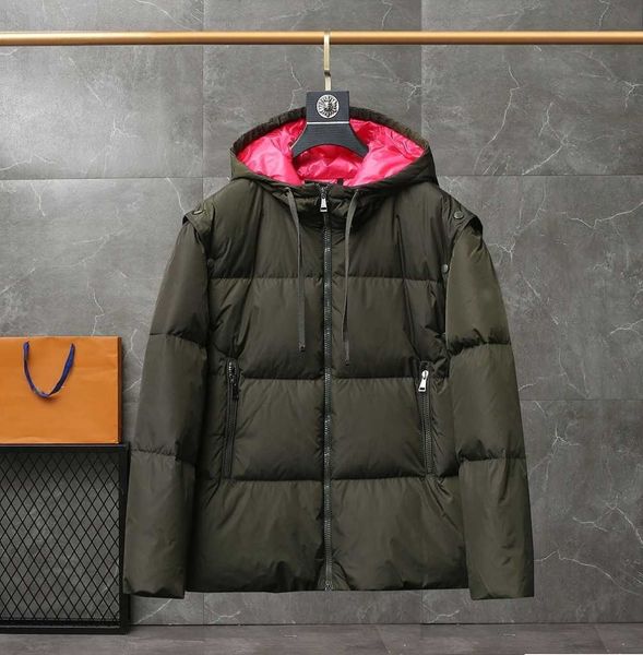 

women's winter detachable sleeves plus fleece thickened waistcoat short jacket down jacket, hooded loose classic all-in-one jacket, siz, Black