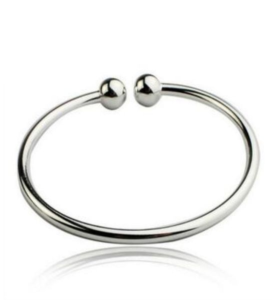 

double ball silver bracelet women open bangle cuff wristband hand cuffs 925 sterling silver bracelets fashion bangles4478605, Black
