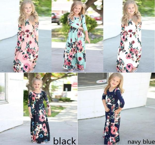 

baby girls floral long dress bohemian beach dress long sleeve autumn kids party princess dresses 5 colors5676859, Red;yellow