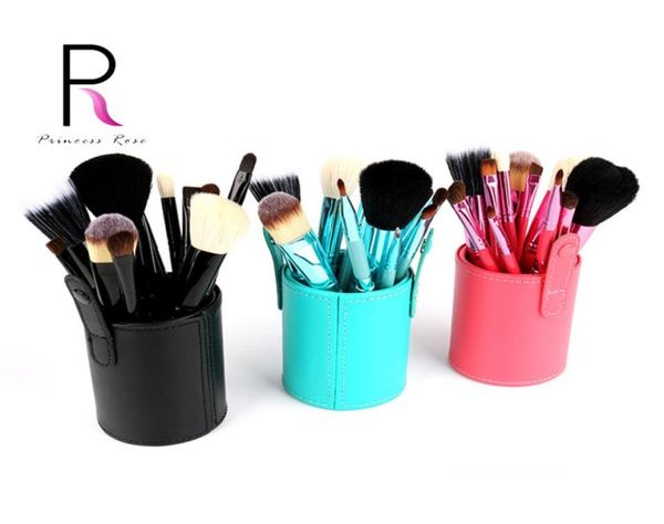 

princess rose 12pcs make up brush set makeup brushes kit maquiagem pincel pinceaux maquillage leather brush holder5370324
