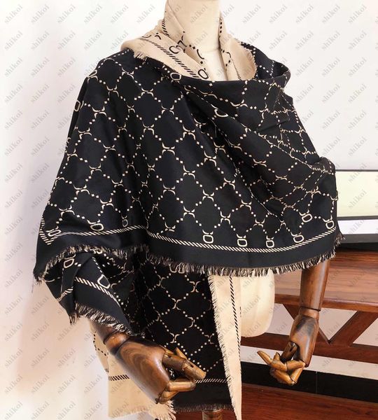

scarves women trendy letter jacquard long scarf double side color scarves designer woman cashmere wrap large size 70*180cm, Blue;gray