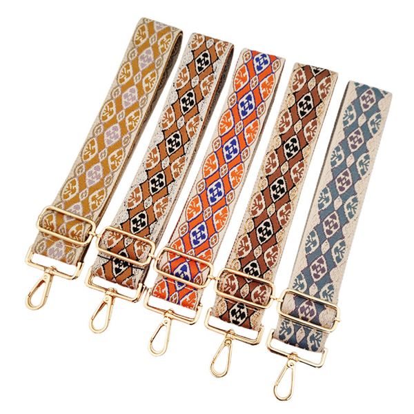 

5cm wide women's embroidered bag strap for crossbody one-shoulder adjustable all-match replacement straps accessory, Black