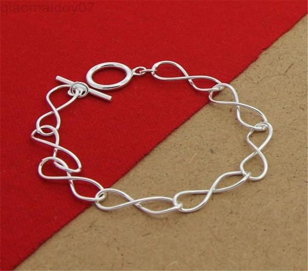 

925 silver bracelet to figure 8 shape bracelet for men and women jewelry gift l2208082821417, Black