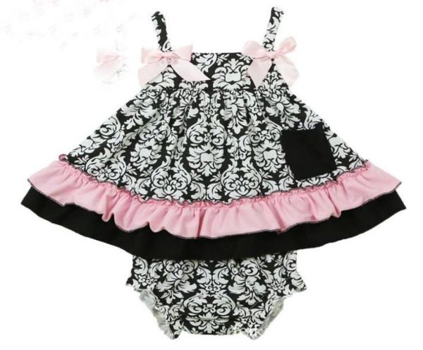 

summer baby set girls flower ruffles tank pp shorts 2pcs outfits kids toddler baby sets cotton sport infant clothing 105995962820, White