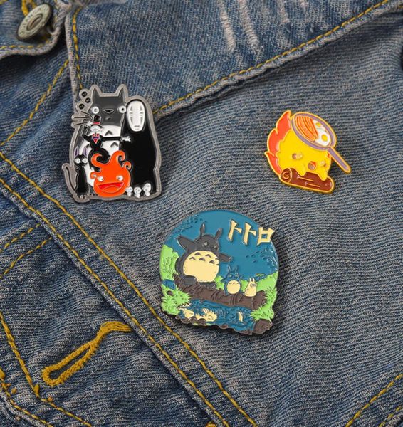 

no face man enamel pins custom calcifer scarecrow cat jiji brooches lapel badge cartoon movie animal jewelry gift for kid friend5575278, Blue
