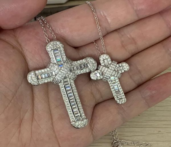

2020 sell cross pendant luxury jewelry real 925 sterling silver small large pendant party cz diamond women men clavicle chain 7121887