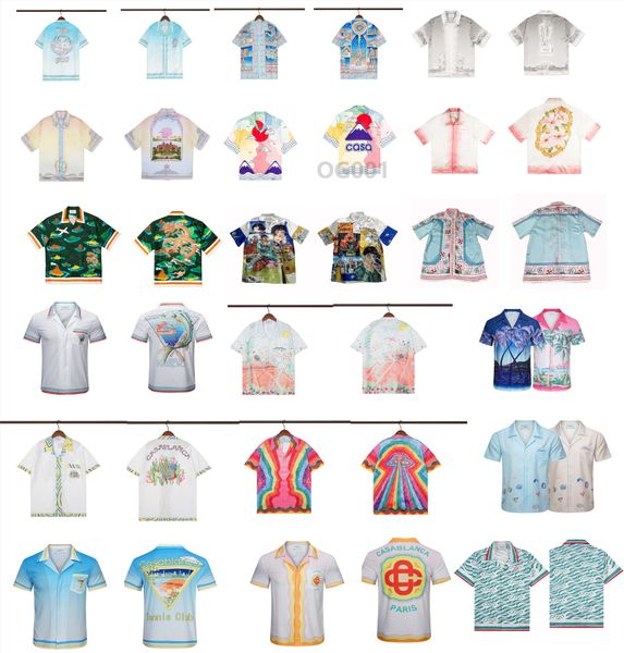 

casablanca 23ss new short sleeve shirt letter print mens and womens designer silk shirt polo beach, according to the picture choose product, White;black