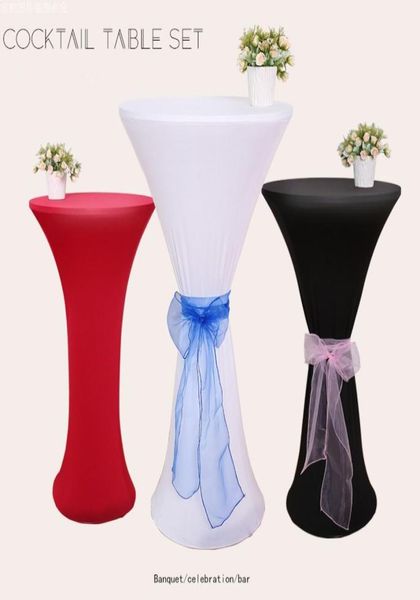 

2019 color elastic table cloth custom made bar decorations cocktail cloth restaurant table wedding party decoration6357297