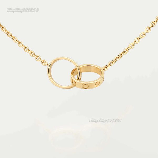 

high edition classic design pendant love necklace for women girls double loop charms 316l titanium steel wedding jewelry collares collier, Silver