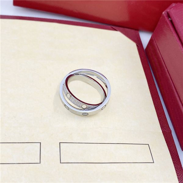 

love ring classic rings double line full sky star titanium steel fashion street diamond women luxurious designer gift letter c gold rose non, Silver