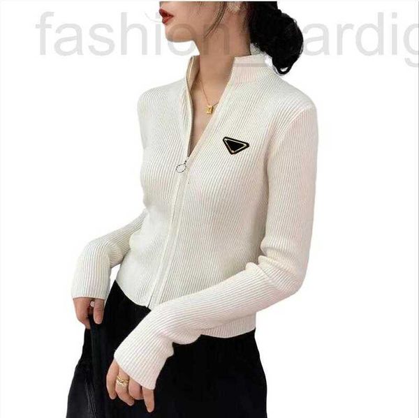 

women's t-shirt designer prrra fashion designer tees ladies slim fit knit cardigan knits women sweater with zippers short style lady j, White