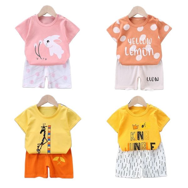 

clothing sets children's summer short sleeved suit boys girls set infant baby casual short sleeved shorts two piece 230630, White