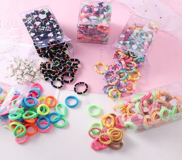 

50pcslot 3cm children small elastic rubber bands candy color hair tie for girls kids ponytail holder cute baby hair accessories2757817, Slivery;white