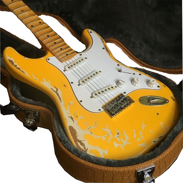 

guitar production plant custom yellow retro standard electric guitar