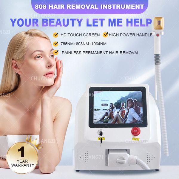 

2023 diode laser permanent hair removal skin rejuvenation machine three wavelengths 808nm 755nm 1064nm with 6 replaceable heads, Black