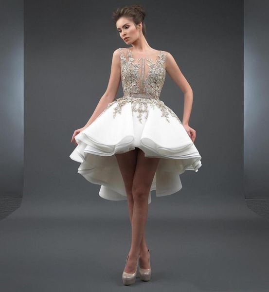 

stunning high low backless homecoming prom dresses appliqued sheer bateau neck a line beaded party cocktail dress tiered organza h7852668, Blue;pink