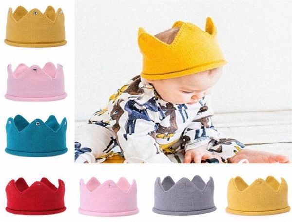 

yuxic newborn baby crown hats knitted crochet boys girls caps infant turban toddler hair accessories tpzz4720840, Yellow