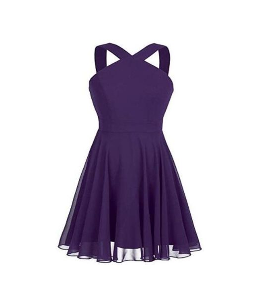 

womens chiffon wide shoulder straps crisscross straps evening party prom gown bridesmaid short dress9376226, White;pink