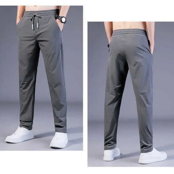 

men's pants 2023 casual trousers spring summer solid color fashion pocket applique full length work straight pantalon 230630, Black